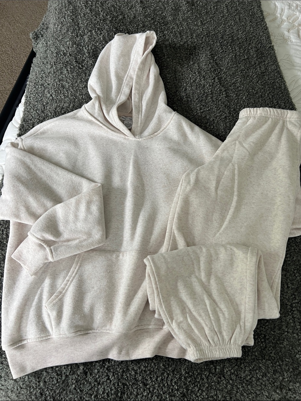 Women's Cozy Super Soft Hooded Sweatshirt & Jogger Set in Light Cream